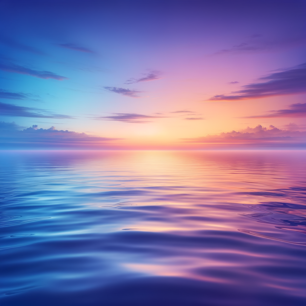 Tranquil dawn paints the ocean with a palette of soft pinks, purples, oranges, and blues in this good morning image.