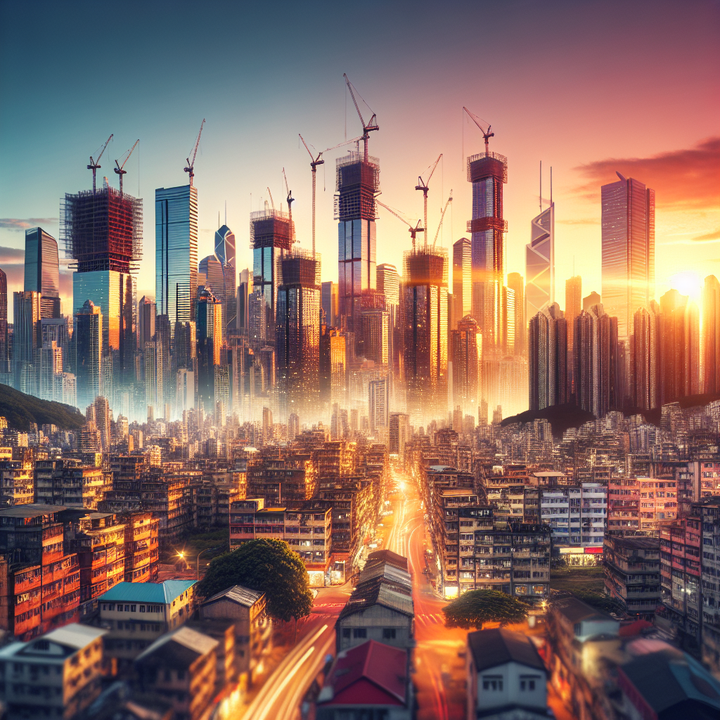 A vibrant and evolving cityscape at dawn, reflecting tradition and modernity in a good morning image