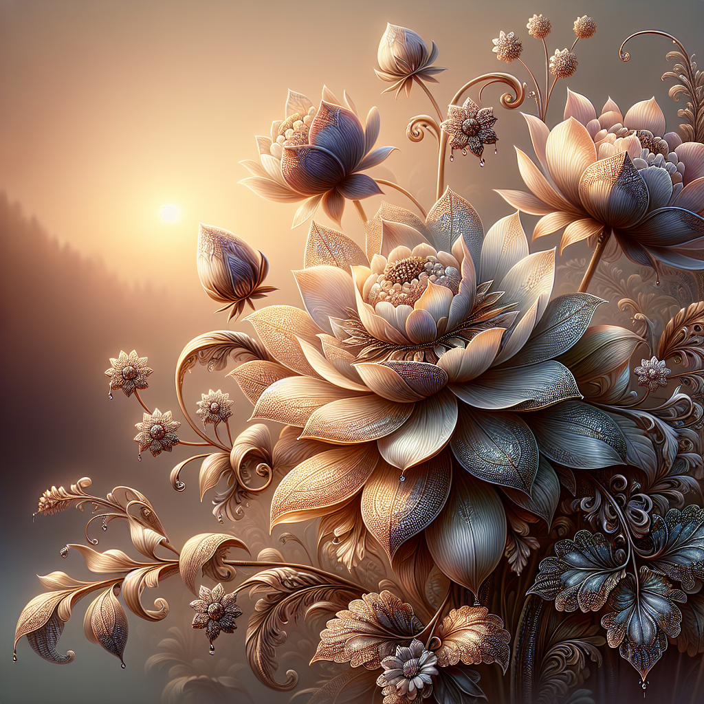 An exquisite good morning image depicting beautifully detailed flowers radiating morning freshness.