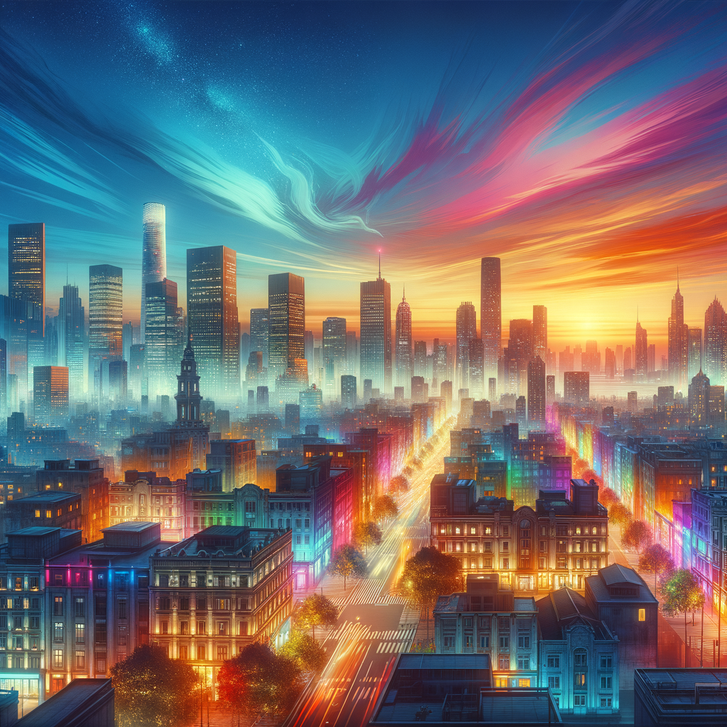 The cityscape glows with the dawn's early light, reflecting a symphony of colors in this good morning image.