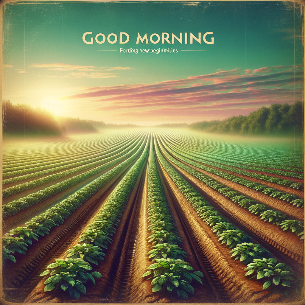 A tranquil good morning image displaying a vibrant farmland awaiting the promise of a new day.