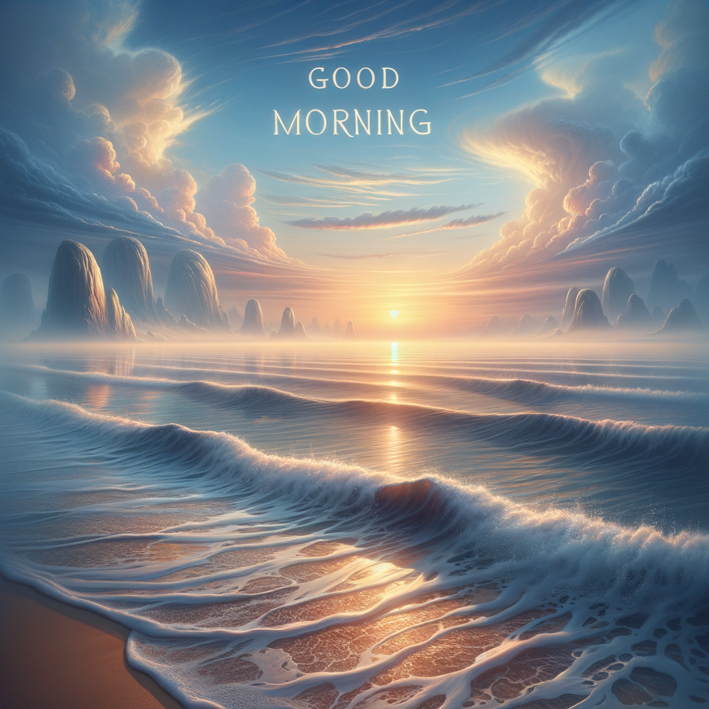 Inspirational good morning image capturing the tranquil sea, shimmering sunrise, and distant land calling for exploration.